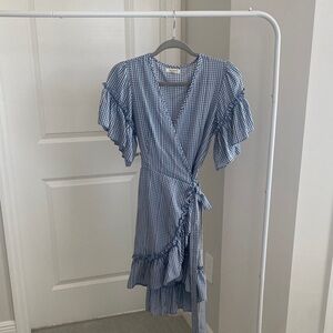 Max Studio Asymmetrical Blue Checkered Dress